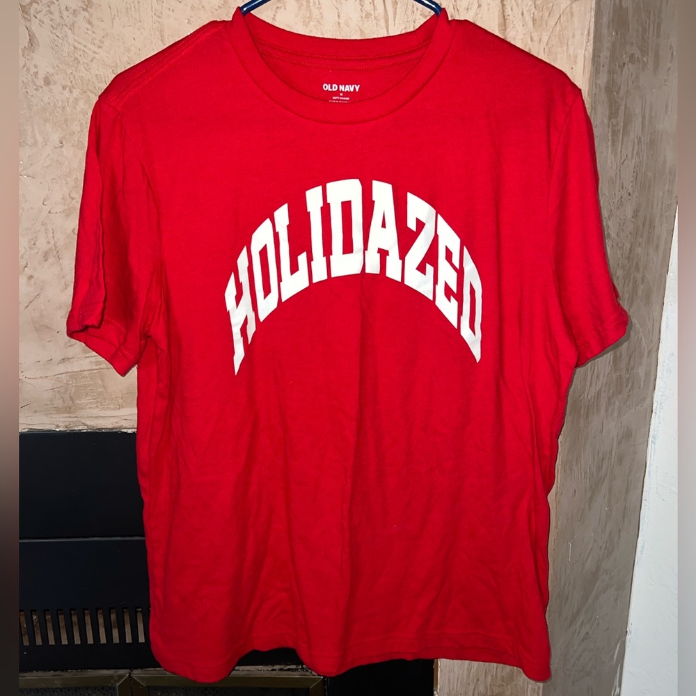 Old Navy Red “Holidazed” Holiday Graphic Tee Size M